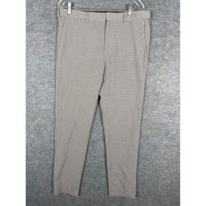 H&M Men's Skinny Fit Dress Pants Brown & Beige Checkered Pattern, Size 34‎